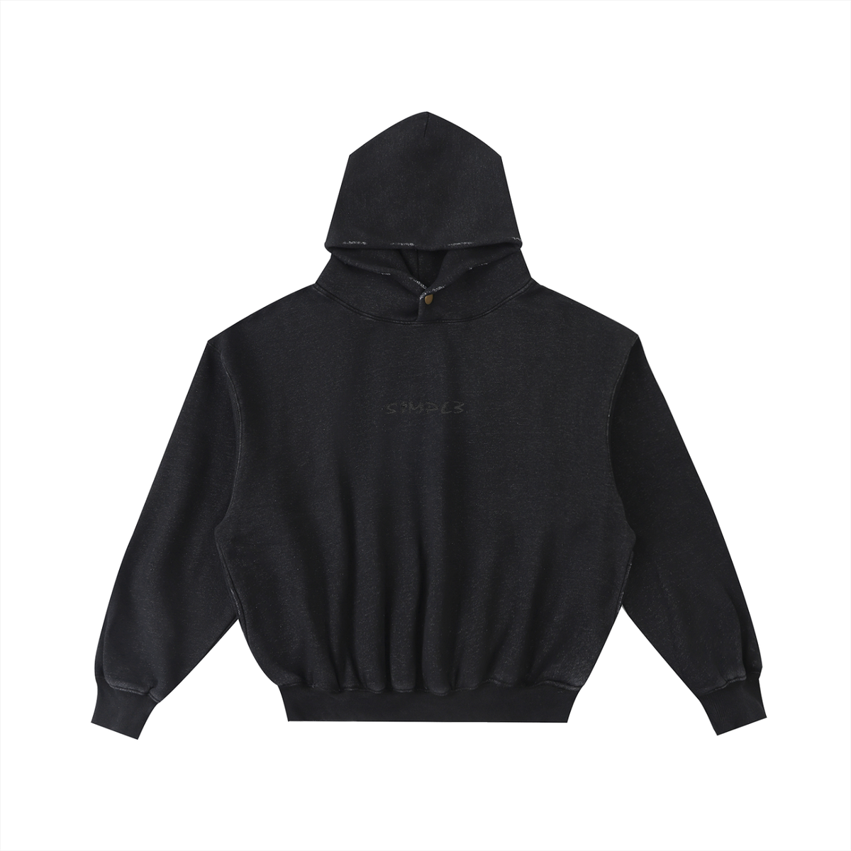 Simple frayed Embroidered Washed Fleece Hoodie
