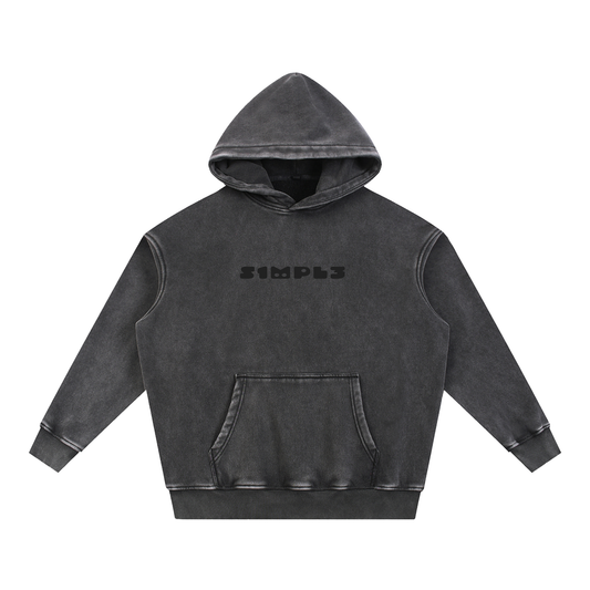 Simple snow Wash Fleece Oversize Hoodie
