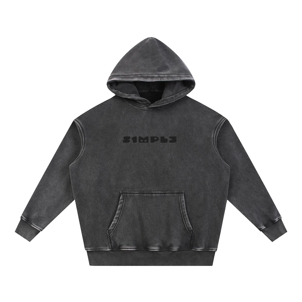 Simple snow Wash Fleece Oversize Hoodie
